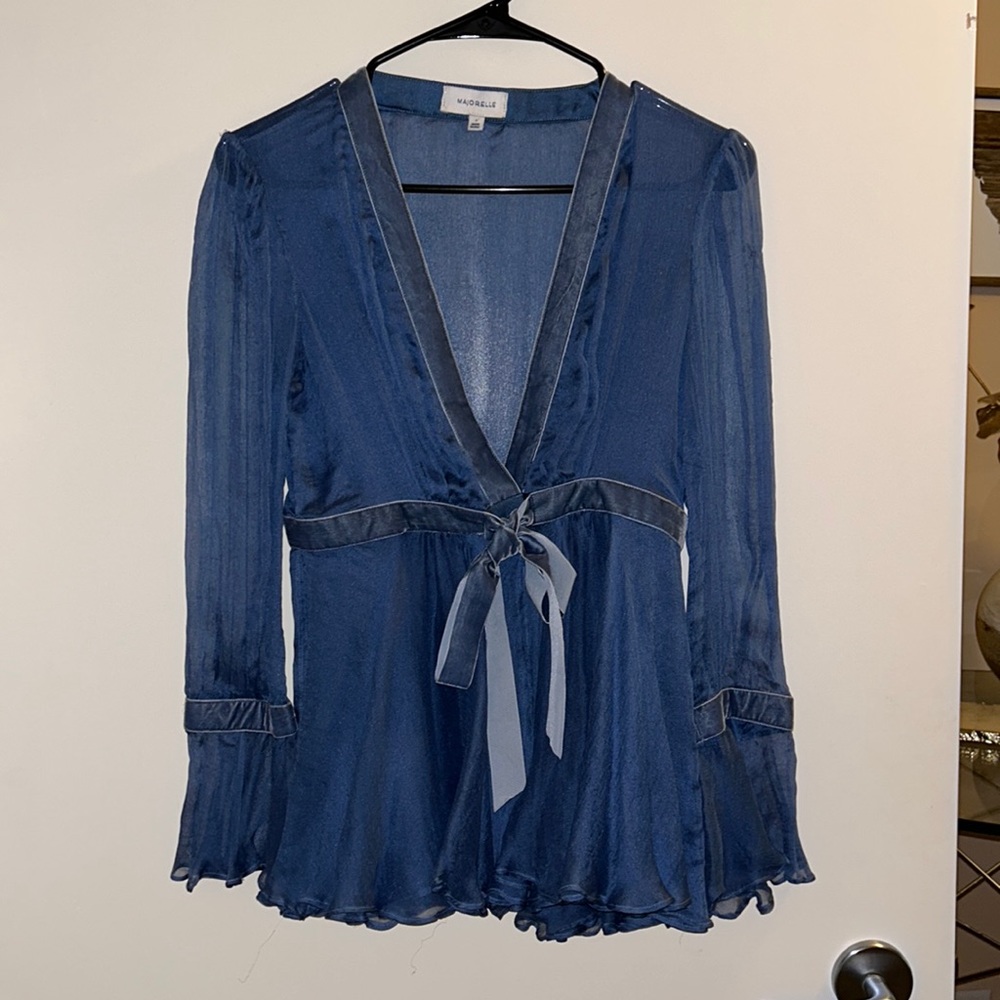 Sheer blouse with peplum